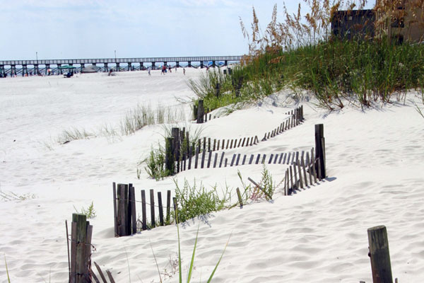White sand dunes in North Myrtle Beach