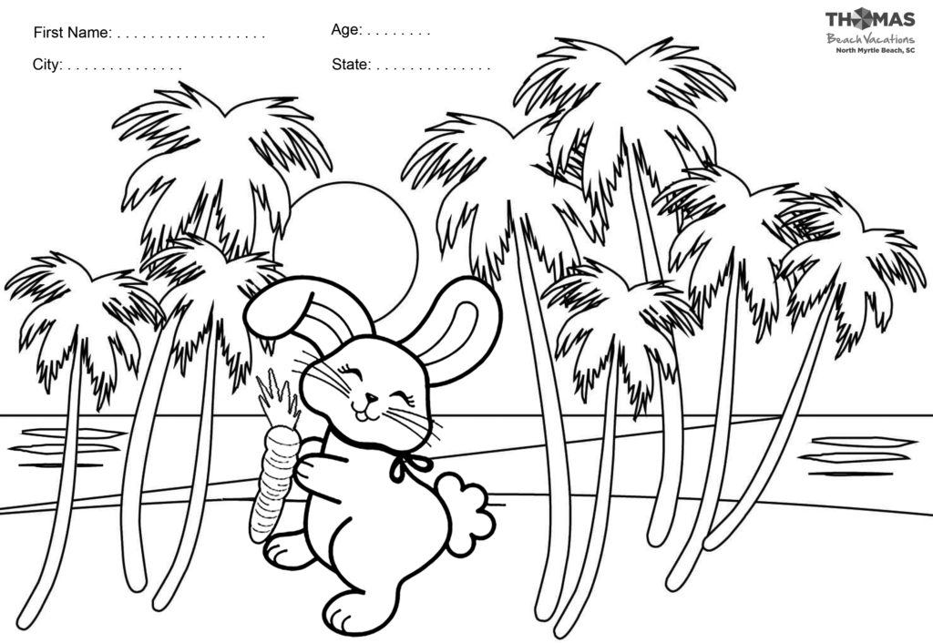 Beach Bunny coloring sheet
