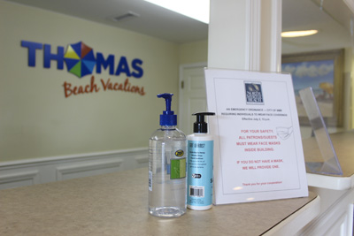 Thomas Beach Vacations cleaning and booking standards - sanitizer