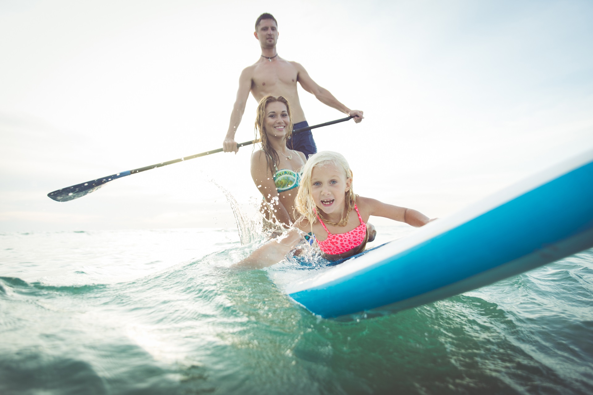 Family paddleboarding - Thomas Beach Vacations, North Myrtle Beach