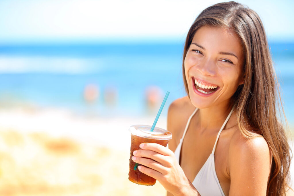 drinking sweet tea on the beach- Thomas Beach Vacations, North Myrtle Beach