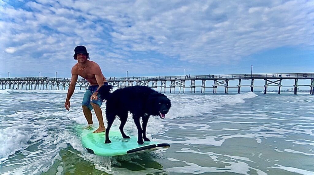 Koko the dog - Kokopelli surfing