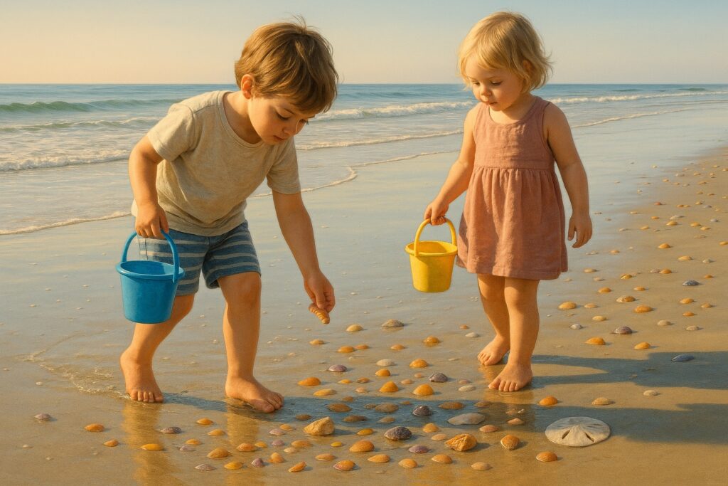 Children Collecting Seashells