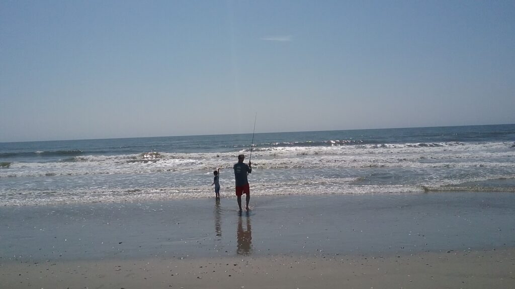 fishing on the beach