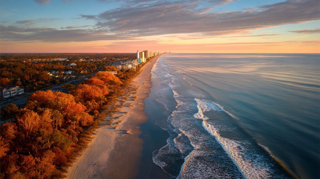A scenic view of North Myrtle Beach during fall