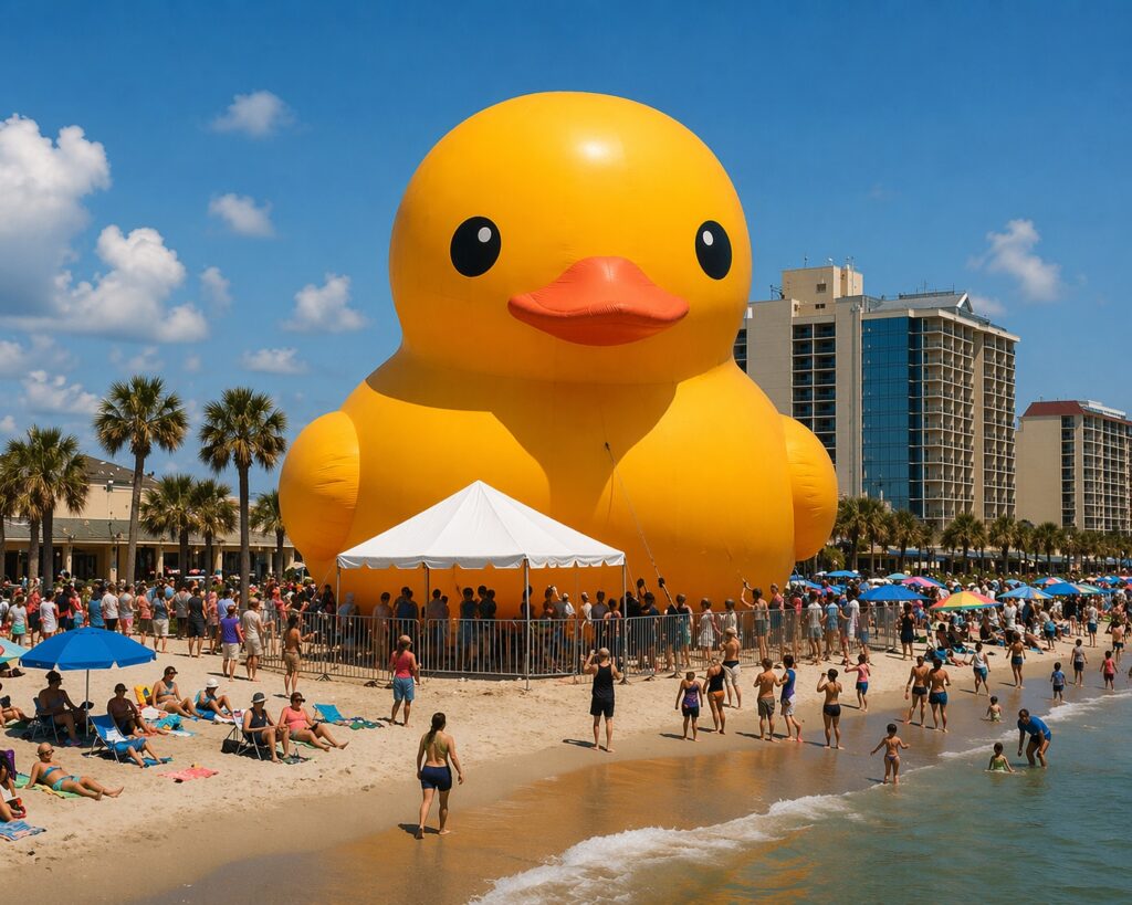 Mama Duck, the world's largest rubber duck, at Burroughs and Chapin Pavilion Place in Myrtle Beach, South Carolina