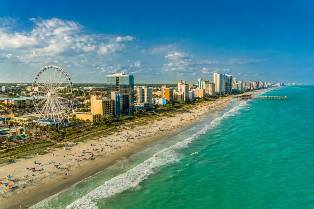 Aerial view of the Myrtle Beach Grand Strand coastline, South Carolina