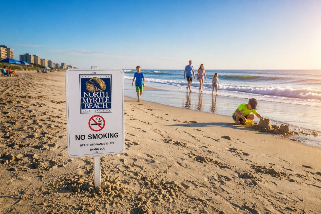 North Myrtle Beach public beach shoreline, North Myrtle Beach, South Carolina